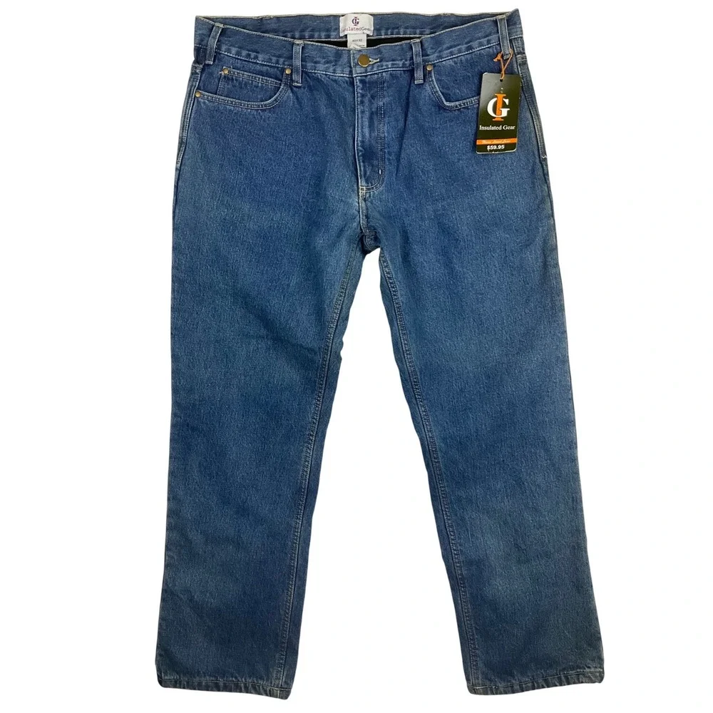 Insulated‎ Gear Mens Jeans 40x32 (fits 40x31) Blue Fleece Lined Denim Work Pants